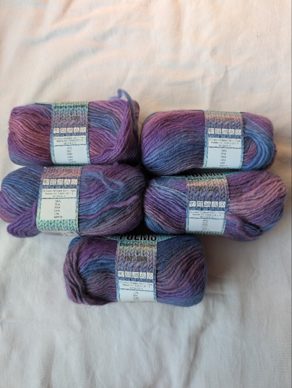 Universal Yarn Poems Wool Yarn Blue Purple Pink Colorway - 5 Skeins - Picture 7 of 9